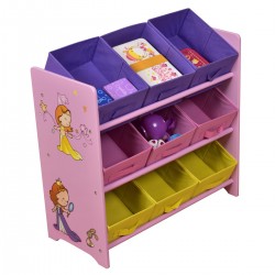 Etajera Princess Organizator cu 9 cutii din material textil cadru din lemn MDF Liberty House Toys OnlyToys